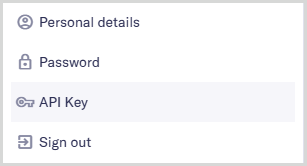 API Key menu option in the Manage account menu.