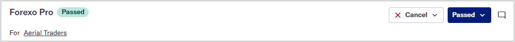 The same status indicator updates to show the assessment outcome when the workflow reaches completion, and may change again if the assessment is re‑evaluated.