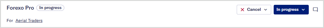 When an assessment is created, the status indicator shows the starting status defined by your institution (for example, In progress).
