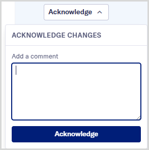 A section of the monitoring alert screen showing the Acknowledge changes menu